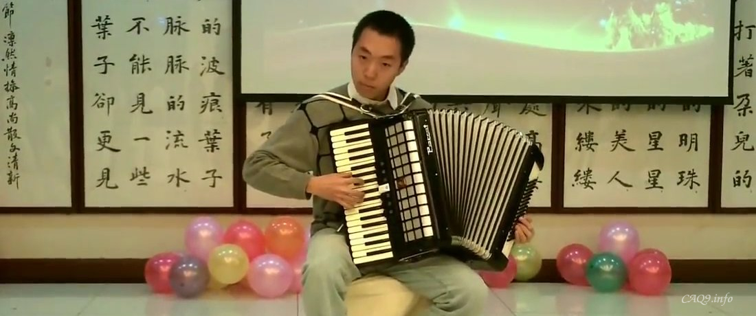 Playing accordion