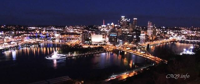 Pittsburgh downtown night view from Mt Washington